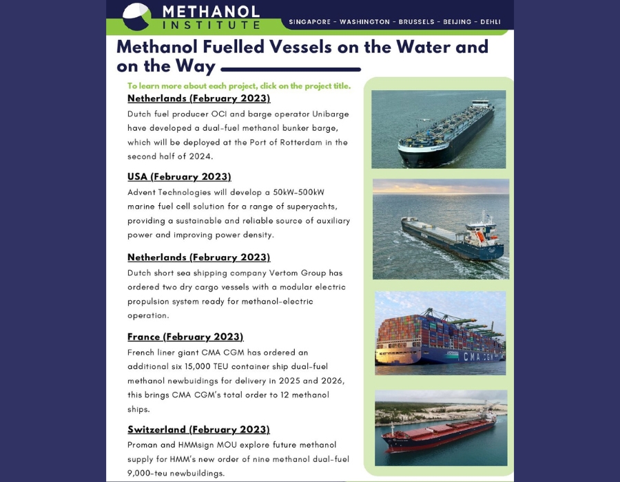 Methanol Institute publishes list of methanol-fuelled vessels to date