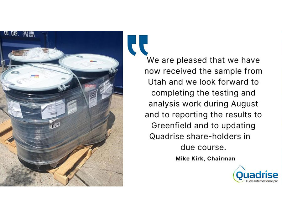 Quadrise receives oil samples from Greenfield; start feasibility tests for MSAR production 26 1628057033491