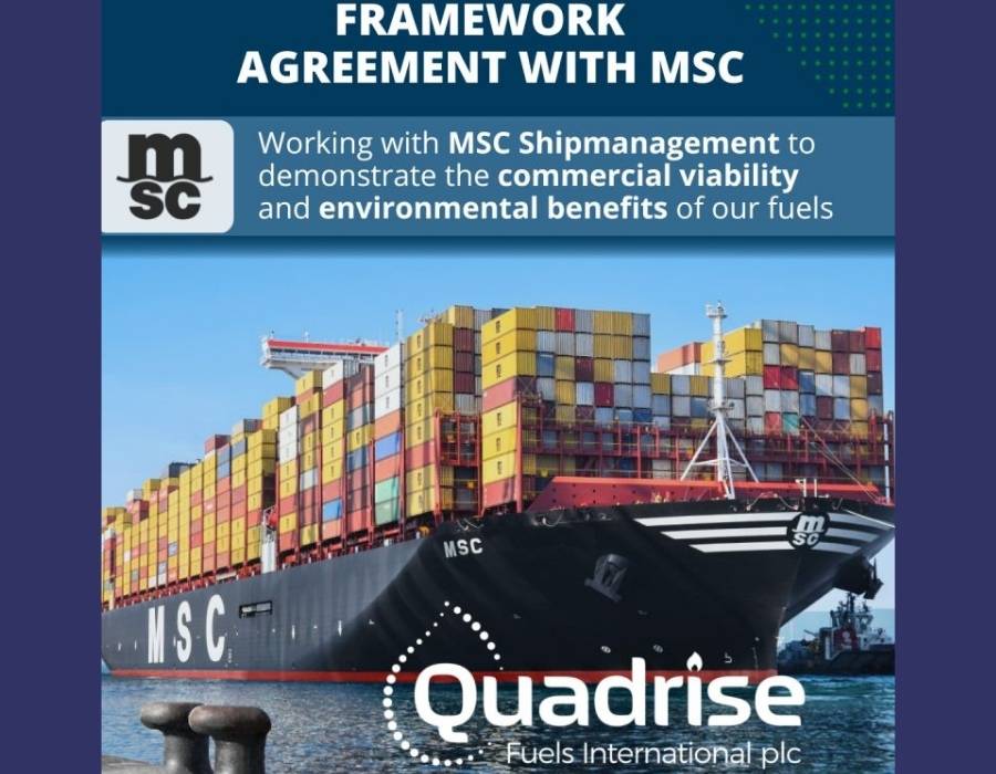 Quadrise, MSC Shipmanagement to trial low-carbon bunker fuels on commercial containerships 26 19 1