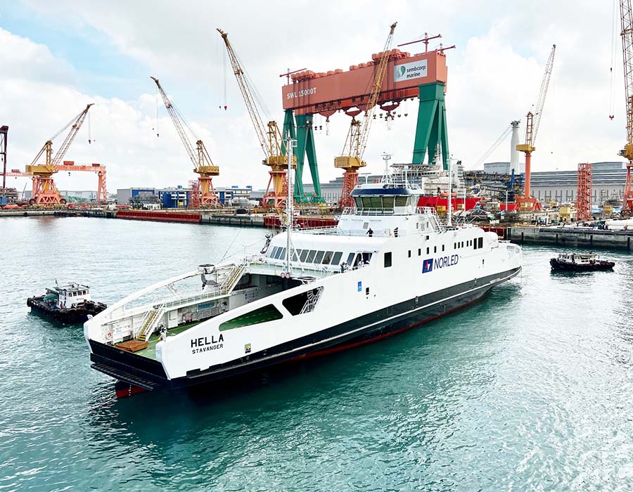 1st Norled Ropax Ready for loading onboard transport vessel at SCM Tuas Boulevard Yard