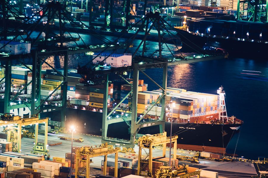 Aerial view shipping