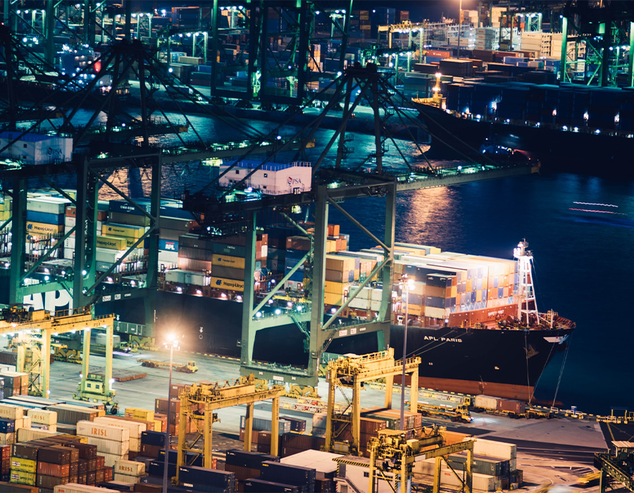 Aerial view shipping