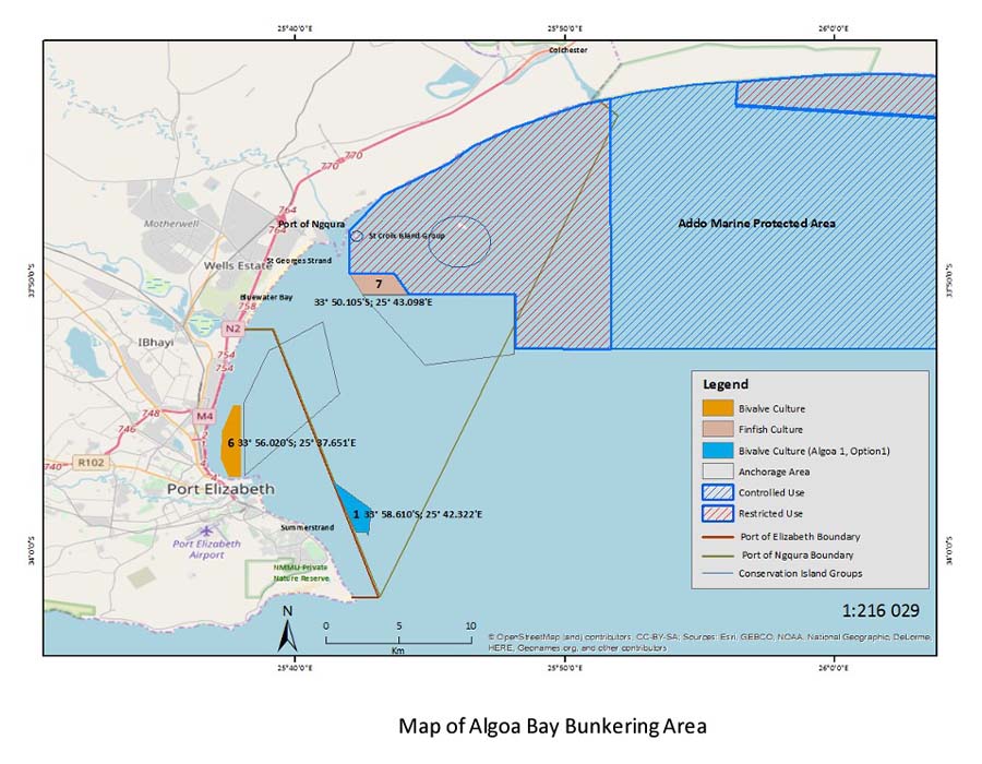 Map of Algoa Bay bunkering area