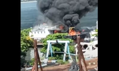Penang bunker tanker on fire