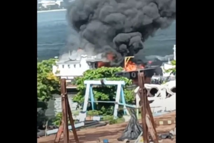 Penang bunker tanker on fire