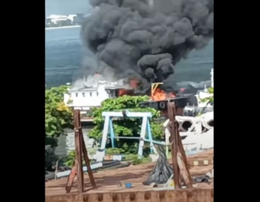 Penang bunker tanker on fire