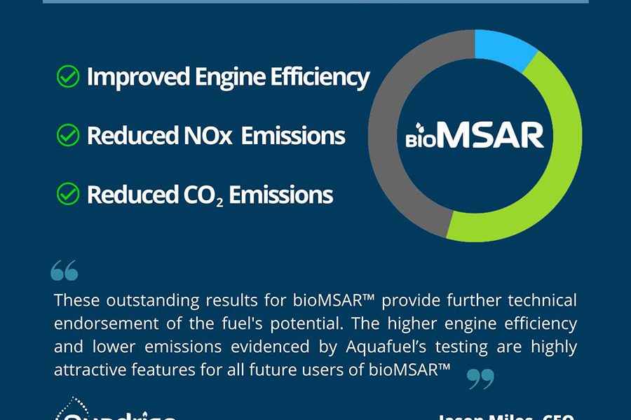 Quadrise bioMSAR fuel testing update 2022