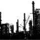 Refinery tower with crane