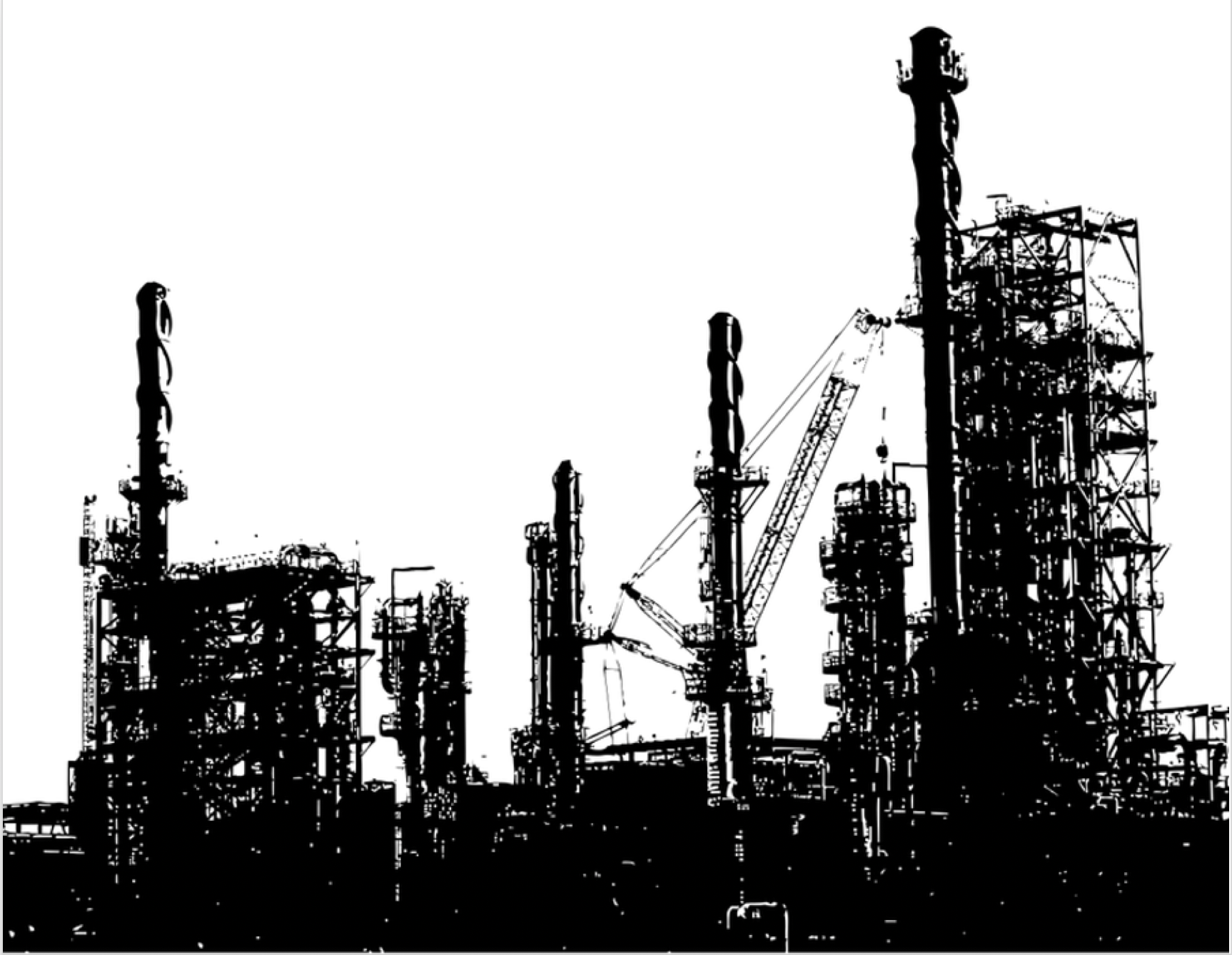Refinery tower with crane