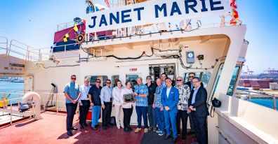 Pasha Hawaii celebrates LNG-fuelled boxship “MV Janet Marie” inaugural call to Port of Long Beach