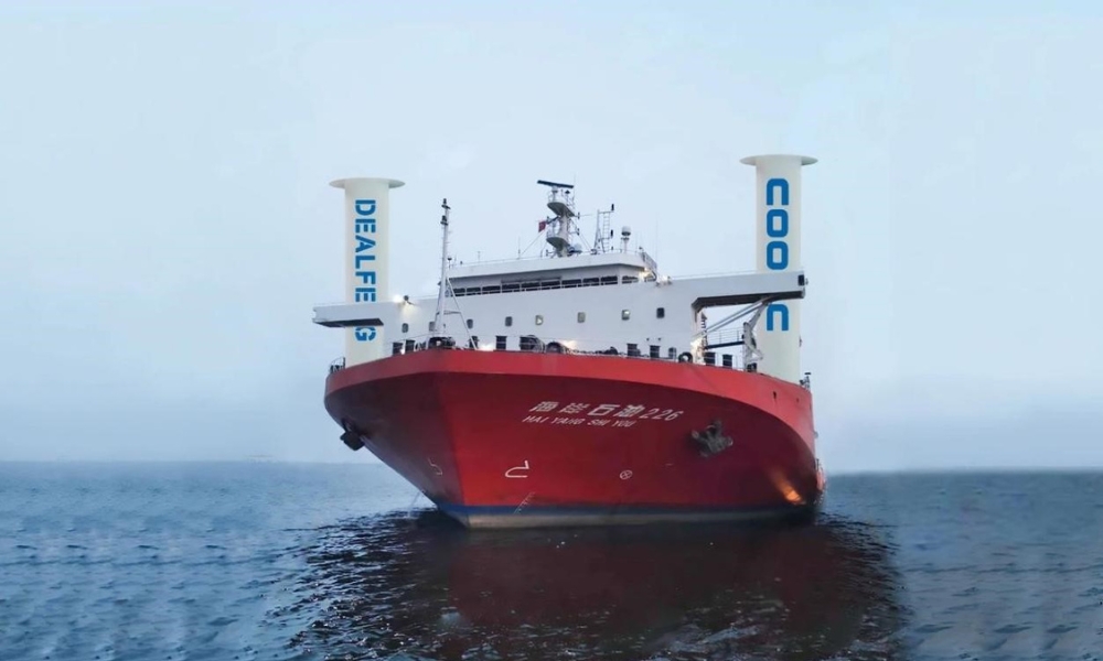 China: Dealfeng New Energy completes rotor sail installations on oil tanker, deck carrier