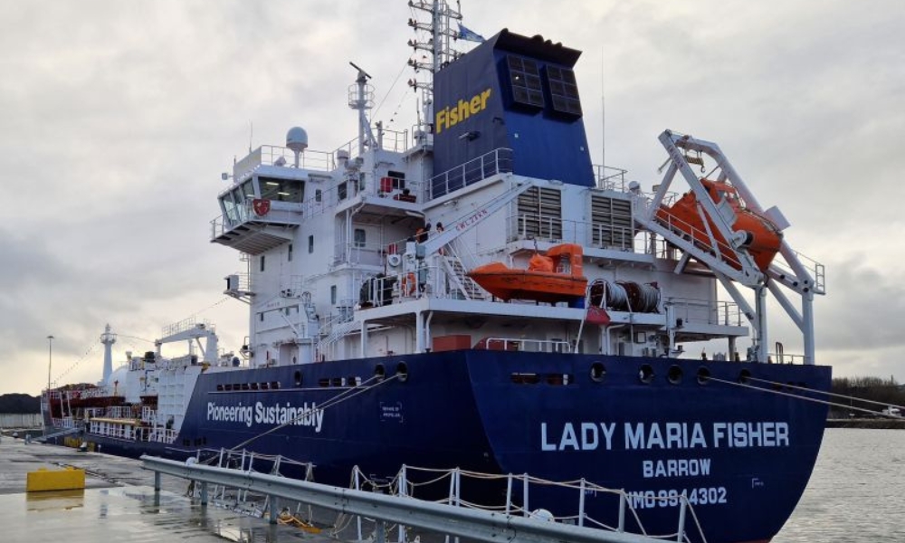 James Fisher christens LNG dual-fuel chemical tanker “Lady Maria Fisher” 26 James Fisher christens LNG dual-fuel chemical tanker “Lady Maria Fisher”