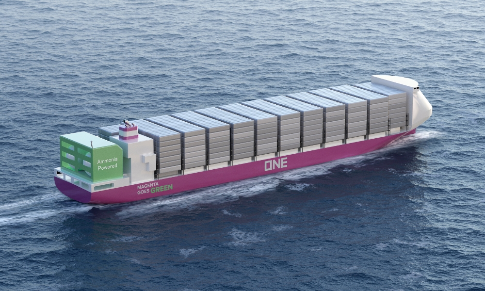 Singapore: ONE receives DNV AiP for ammonia dual-fuel container ship
