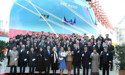 World’s first large methanol-powered boxship named “Ane Maersk” in South Korea