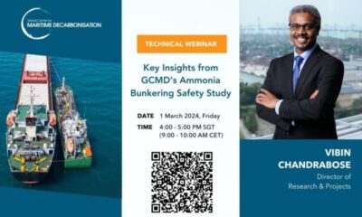 Singapore: GCMD to organise technical webinar on its Ammonia Bunkering Safety Study