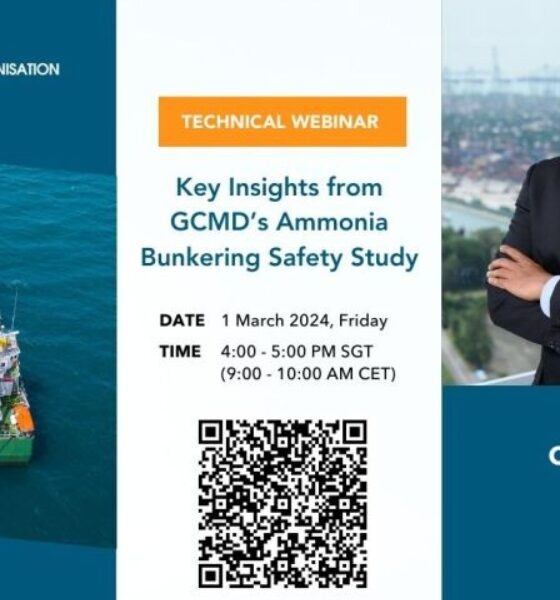 Singapore: GCMD to organise technical webinar on its Ammonia Bunkering Safety Study