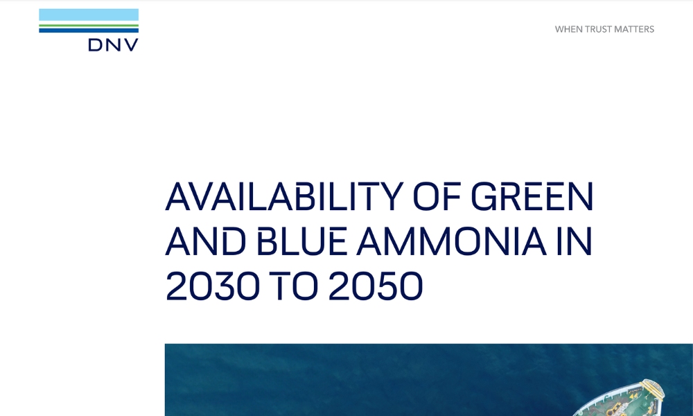 DNV white paper: Demand for ammonia as bunker fuel in 2030 is estimated to be 2.3 MTPA