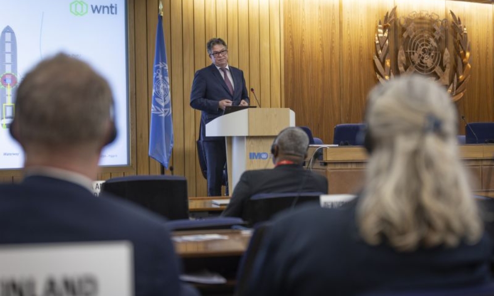 Mikal Bøe, Chairman and CEO of Core Power, addresses IMO on behalf of World Nuclear Transport Institute at MSC 108.