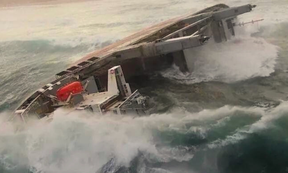 Oil spill spotted after grounded cargo vessel breaks apart in South Africa