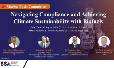 Singapore: SSA to organise seminar on critical role of bio bunker fuels