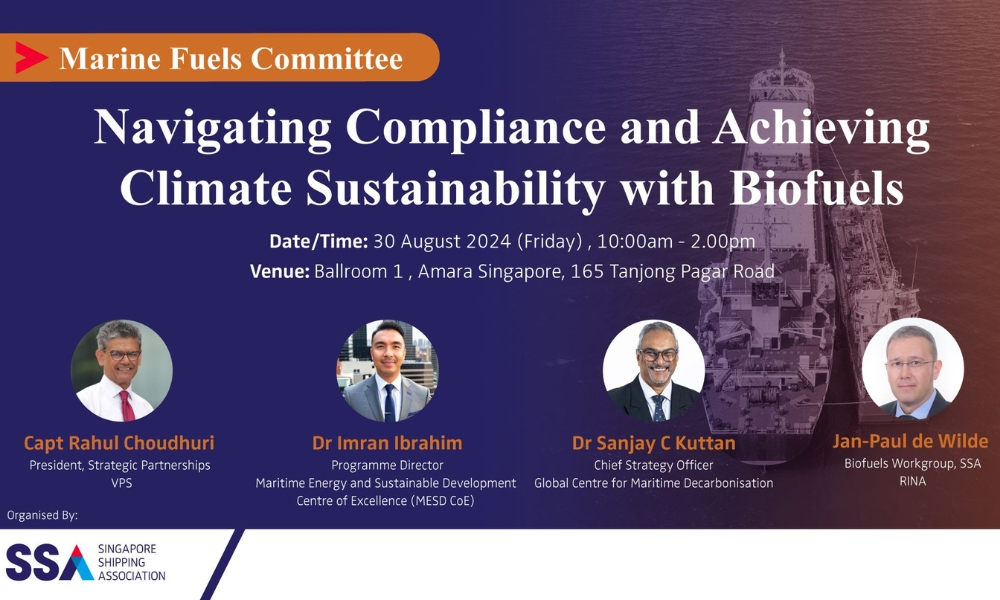 Singapore: SSA to organise seminar on critical role of bio bunker fuels