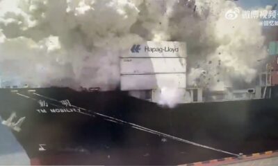 Yang Ming ship “YM Mobility” catches fire in massive container explosion in Ningbo