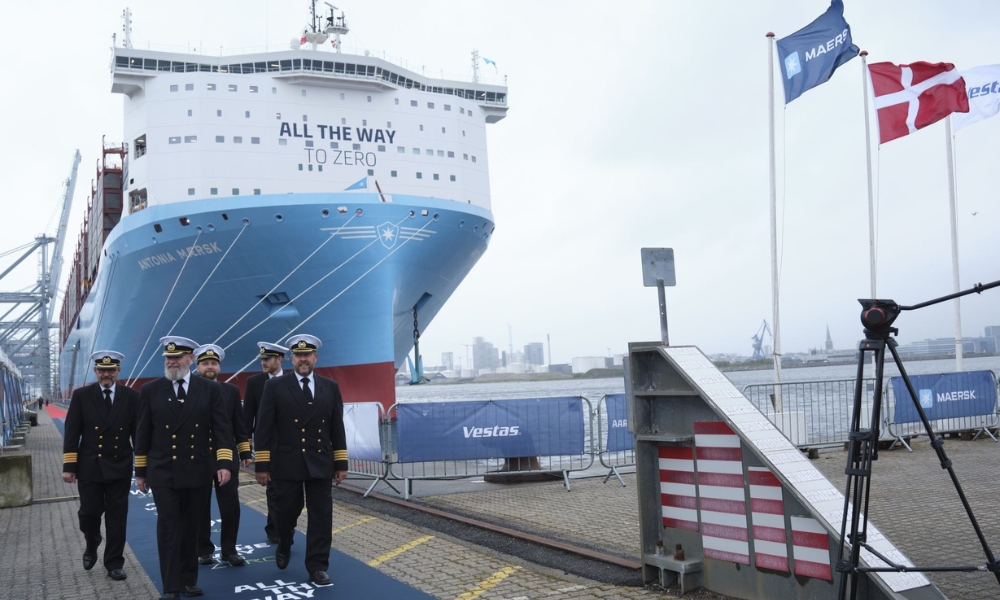 Maersk unveils third large methanol dual-fuel boxship in Denmark