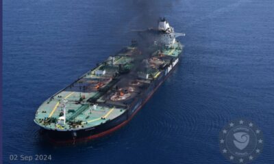 Burning oil tanker “MV Sounion” unsafe to be towed, says EU mission