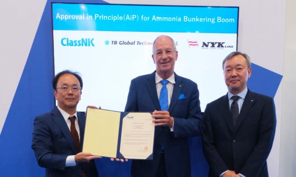 ClassNK AiP awarded to TBG and NYK for ammonia bunkering boom