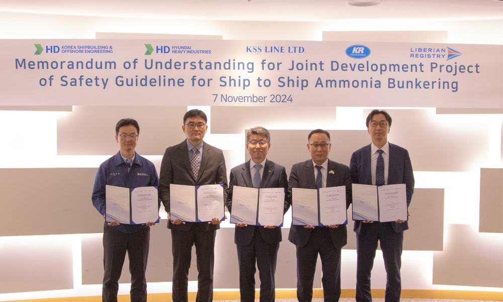 KR and partners to develop safety guidelines for ship-to-ship ammonia bunkering