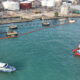 2 MPA craft (left) supporting Shell craft in the clean up operations of the oil sheens taken on 28 Dec 9am