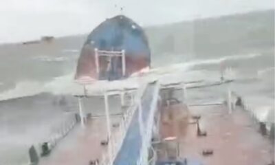 Oil spills into Kerch Strait after Russian tanker splits in half during storm
