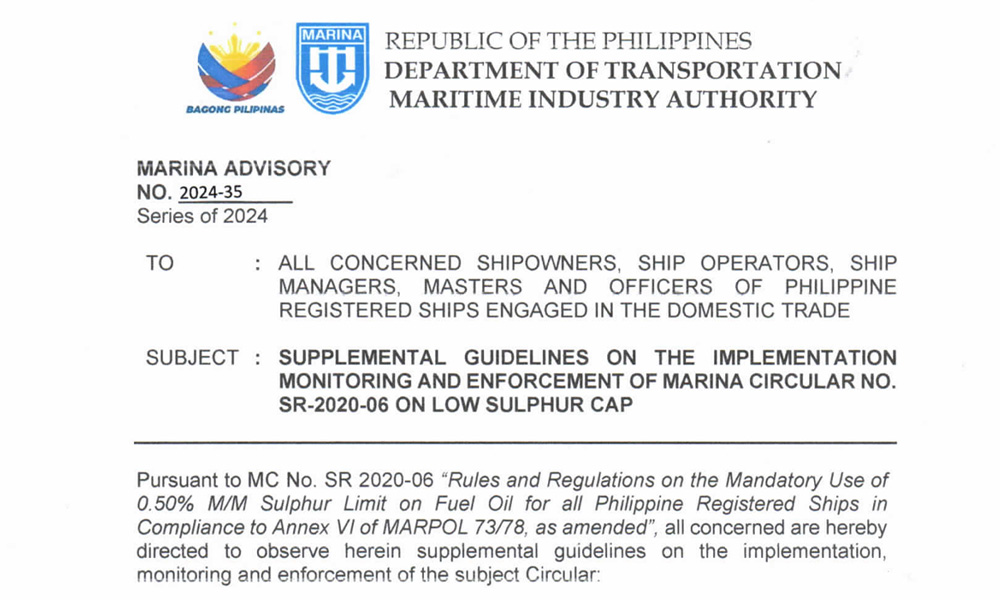 MARINE IMO 2020 advisory