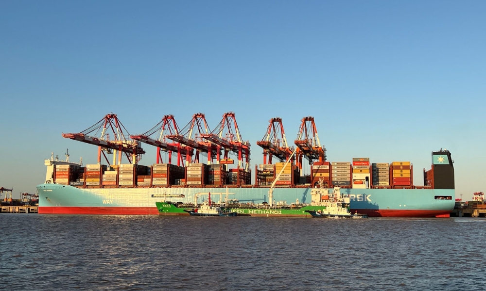 Ane Maersk during Shanghai Port's first methanol bunkering for 2025