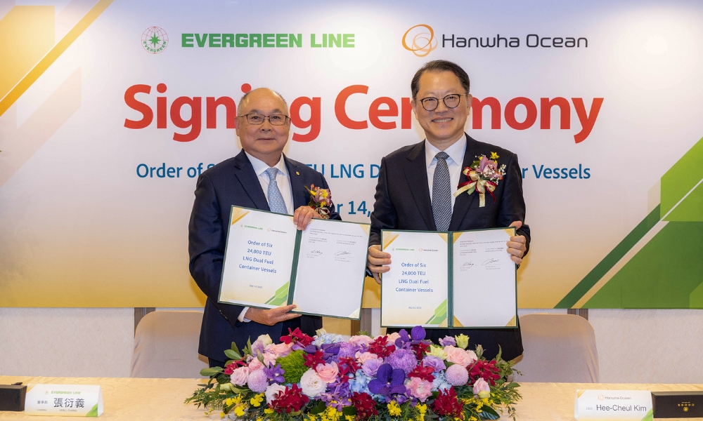 Evergreen Marine places order for six LNG dual-fuel boxships from Hanwha Ocean 26 Evergreen Marine places order for six LNG dual-fuel boxships from Hanwha Ocean