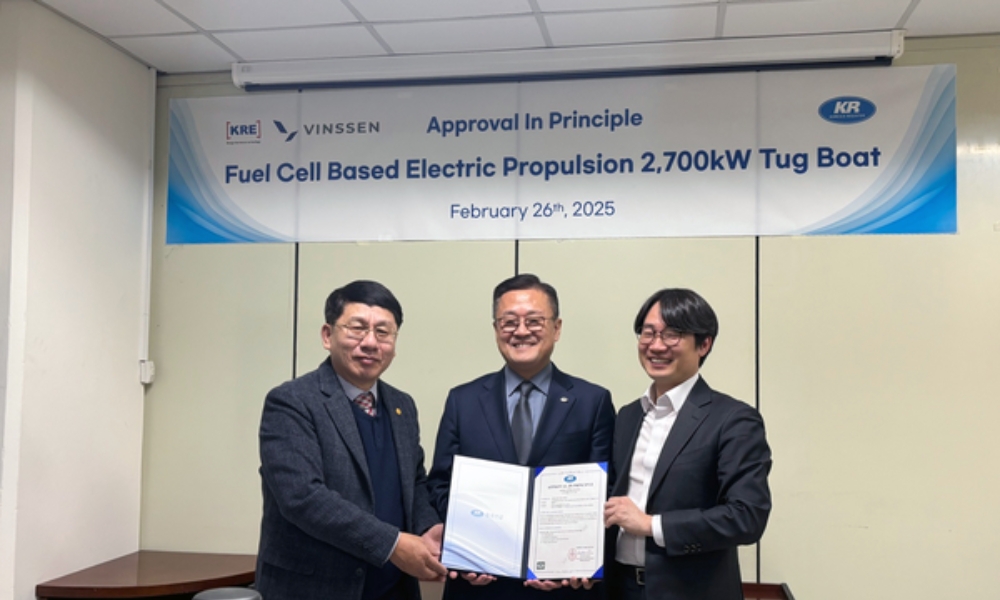 KR awards AiP to VINSSEN for Korea's first hydrogen fuel cell-powered tugboat