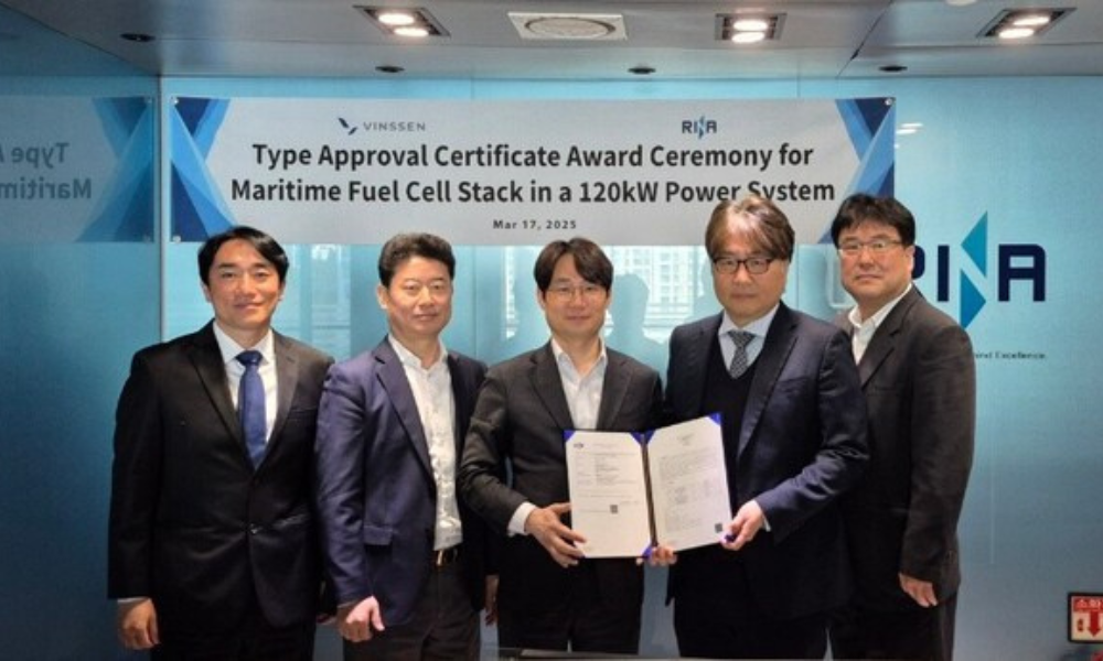 RINA awards Type Approval to VINSSEN for maritime fuel cell stack