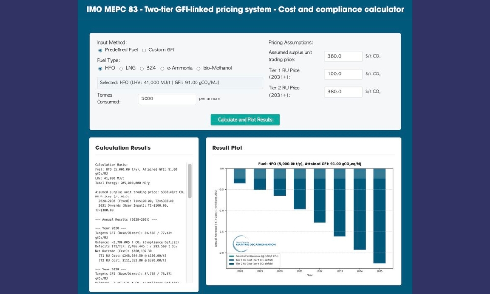 Singapore: GCMD develops calculator to explore IMO GFI-linked pricing system