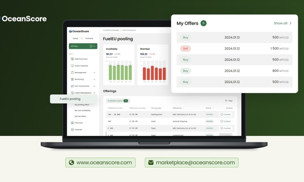OceanScore launches FuelEU Pooling Marketplace with first compliance surplus offers