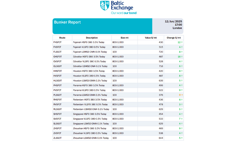 Baltic exchange 12 June 2025