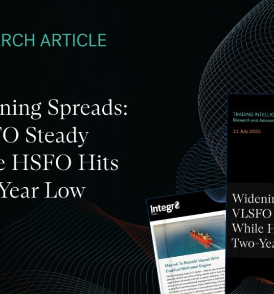 Integr8 Fuels: Singapore VLSFO bunker prices steady while HSFO hits two-year low