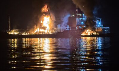 Captain killed, two injured after tanker and cargo ship catch fire in Korea