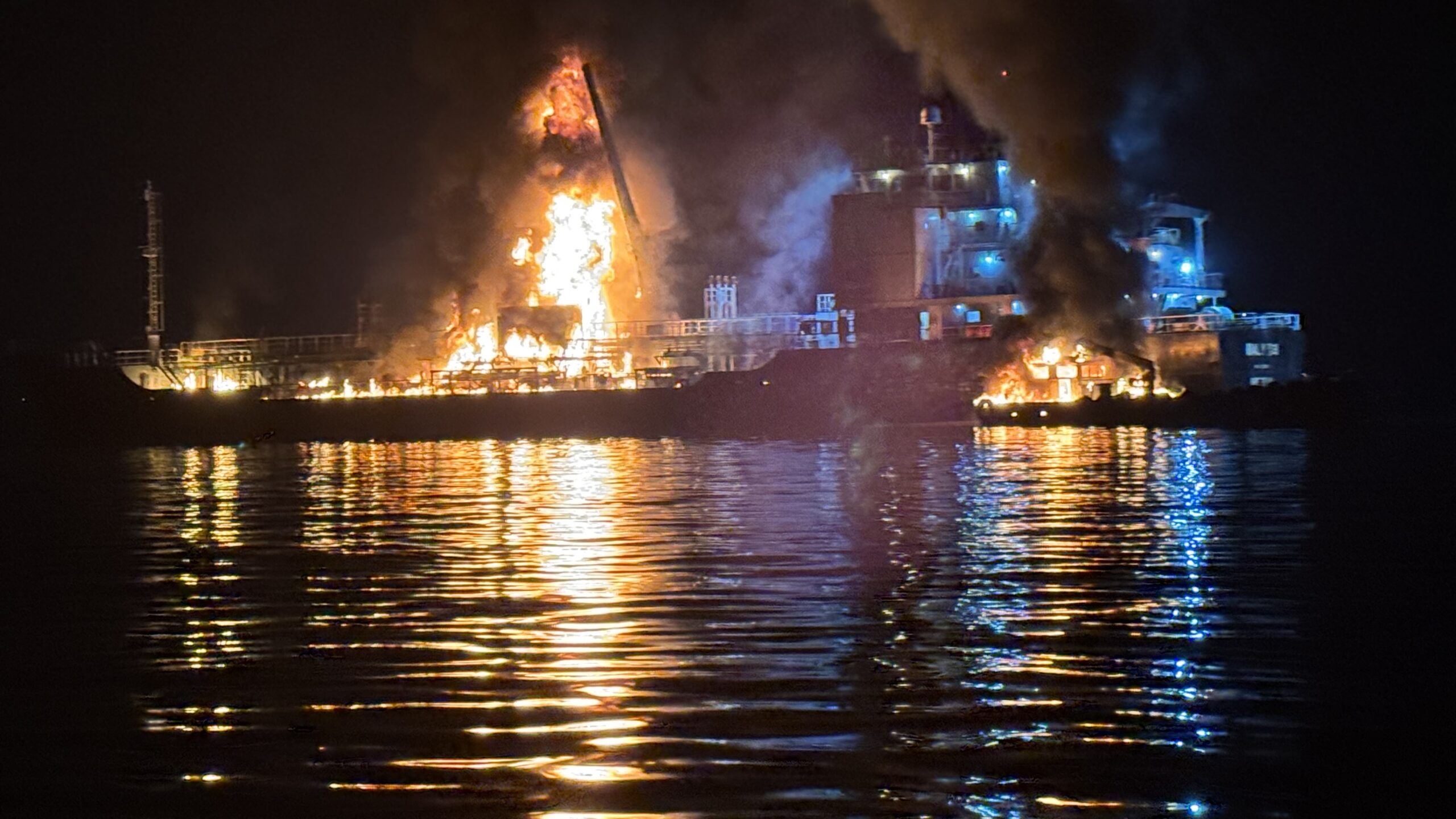 Captain killed, two injured after tanker and cargo ship catch fire in Korea