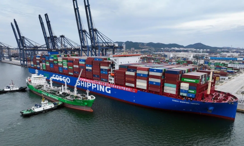 China’s first methanol dual-fuel boxship completes first US West Coast voyage