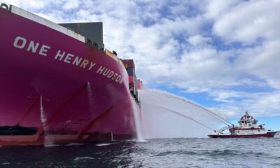 Fire breaks out onboard ONE container ship at Port of Angeles