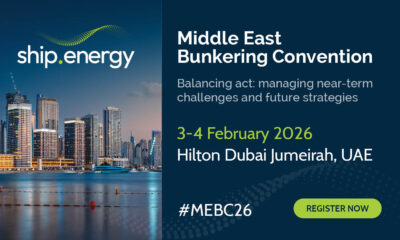 Middle East Bunkering Convention (MEBC26) will be returning to Dubai for its 11th year from 3 to 4 February 2026 at Hilton Dubai Jumeirah. Speakers at the conference will consider how traders, physical suppliers and ship owners and operators are faring in a business climate where geo-political and economic uncertainty is currently ‘the norm’. The changing dynamic of the Middle East bunker sector, with players entering and exiting the market, will also be front and centre in MEBC discussions in 2026. ‘Doing business better’ will also be a key theme at MEBC26, with discussions centred on digitalisation, transparency, efficiency, counterparty credit, effective risk management and the timing of alternative fuel strategies. MEBC26 convenes shipowners and operators, fuel buyers and traders, physical suppliers, ports, storage and logistics providers, solution vendors, financiers, insurers, standards bodies, and regulators active in the Middle East and beyond. Note: More information on the latest agenda and registration can be found at MEBC26 conference page. Photo credit: ship.energy Middle East Bunkering Convention returns to Dubai in February 2026