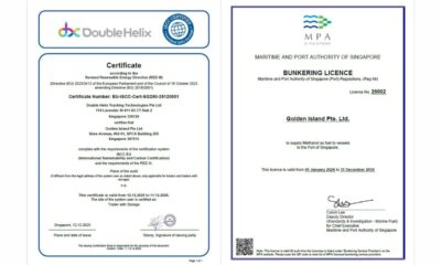 Singapore: Golden Island wins ISCC EU certification, showcases methanol bunkering licence