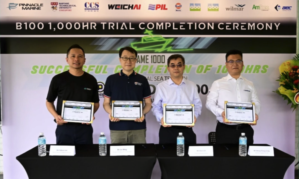 Singapore: Pinnacle Marine’s first B100-fuelled utility boat completes 1,000-hour research trial