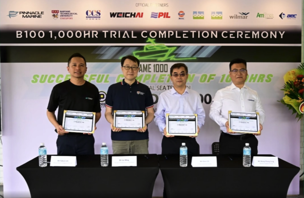Singapore: Pinnacle Marine’s first B100-fuelled utility boat completes 1,000-hour research trial