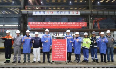 China: CIMC SOE holds steel cutting for LNG carrier and bunkering vessel